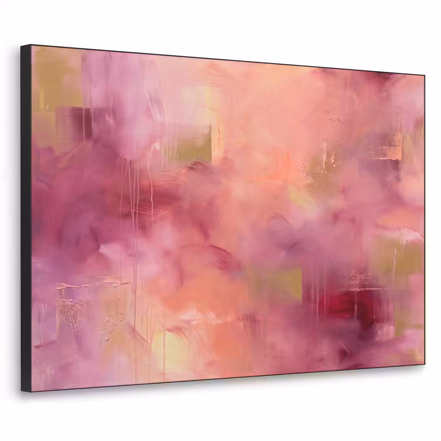 Abstract - Kleuren - Modern - Roze - Paars Textielframe zwart klein -3d