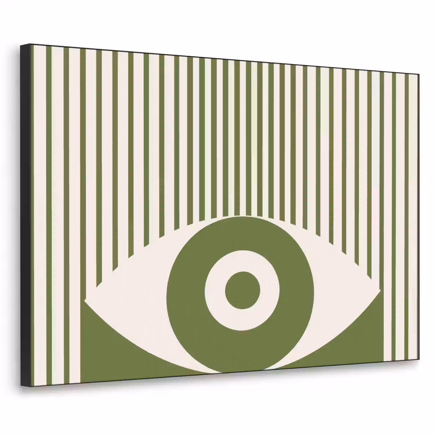 Abstract - Oog - Strepen - Modern - Groen Textielframe zwart klein -3d