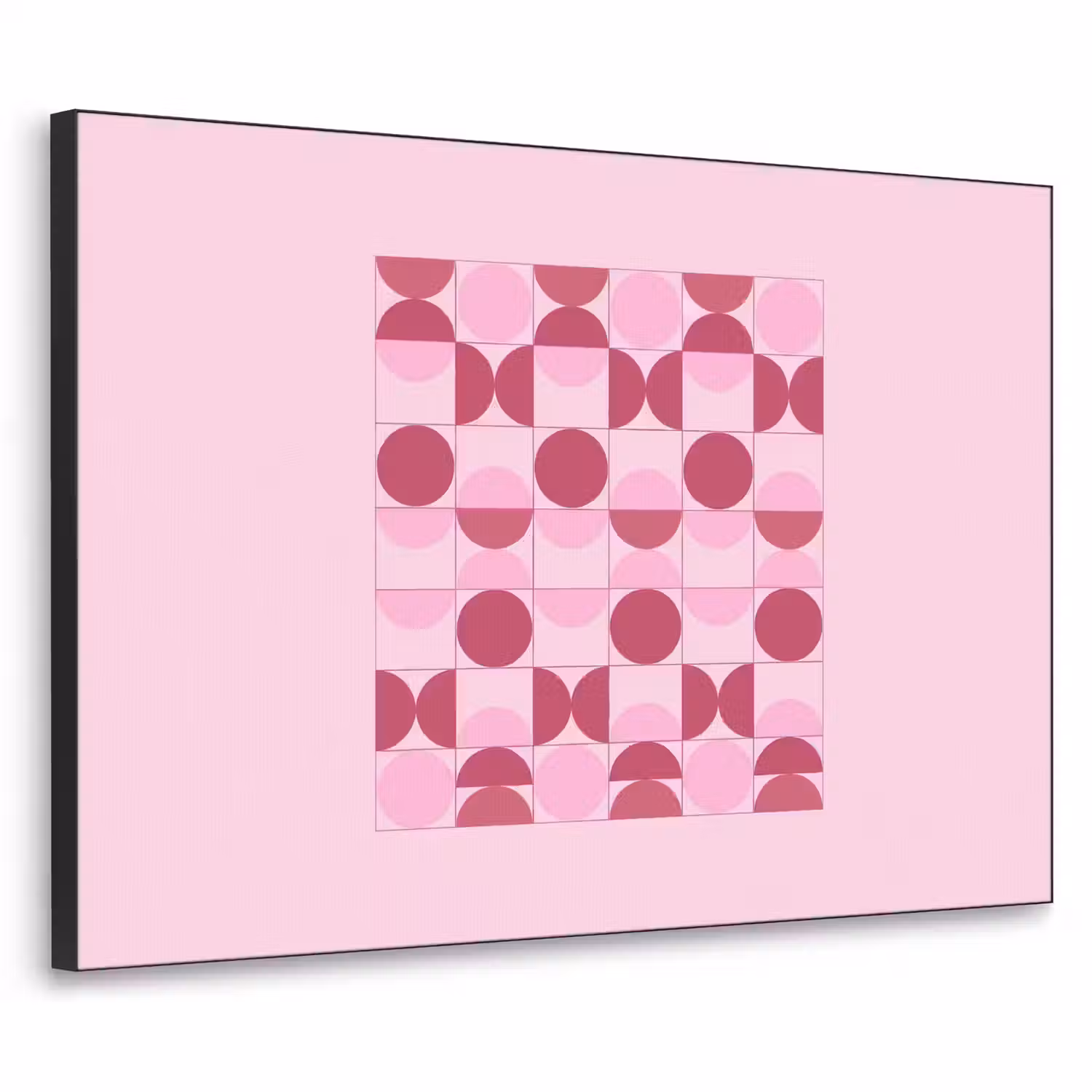 Abstract - Geometrisch - Cirkels - Roze - Modern Textielframe zwart klein -3d