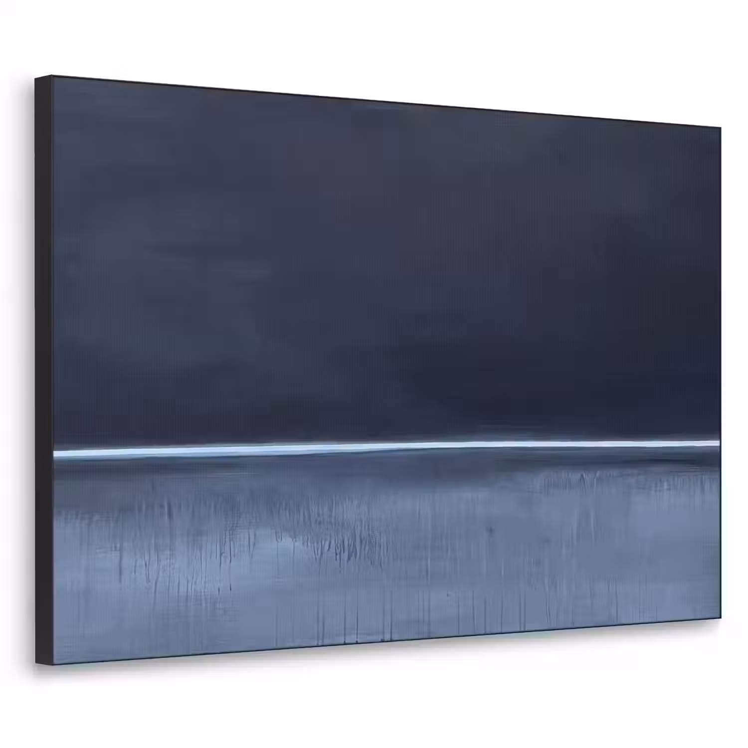 Abstract - Horizontale lijn - Minimalistisch - Donkerblauw - Kunst Textielframe zwart klein -3d