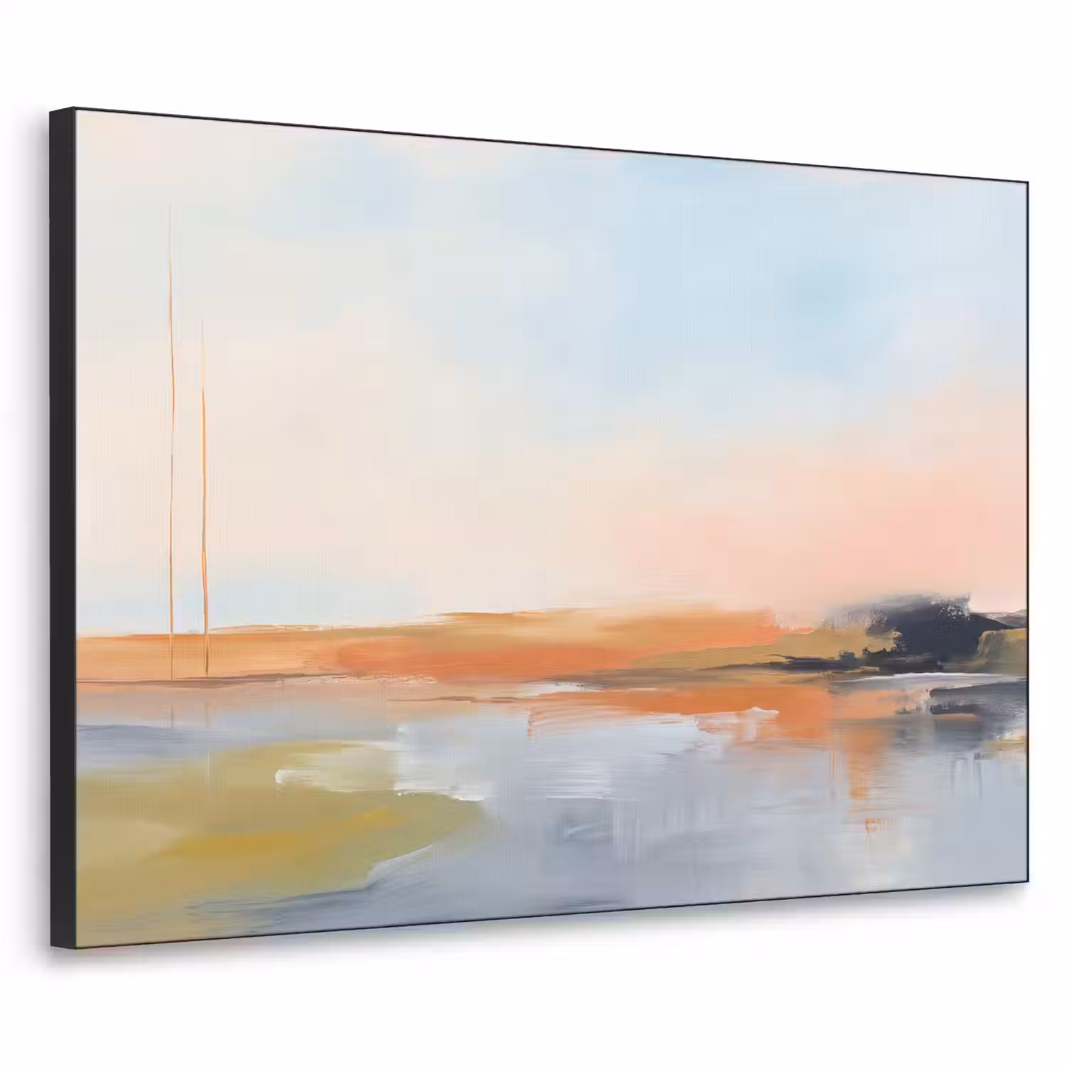 Abstract - Landschap - Horizon - Modern - Kleurrijk Textielframe zwart klein -3d