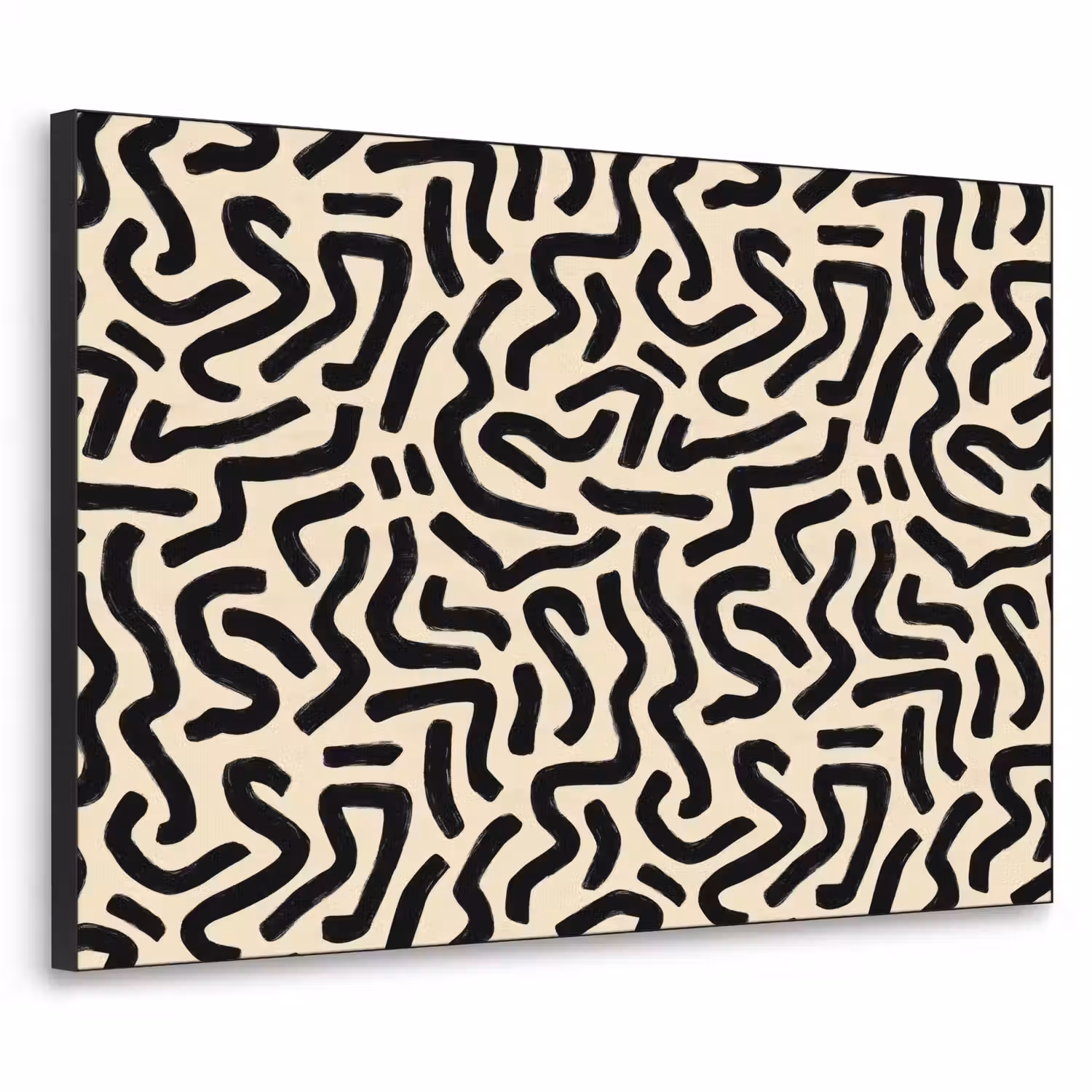 Abstract - Lijnen - Zwart Textielframe zwart klein 947 -3d