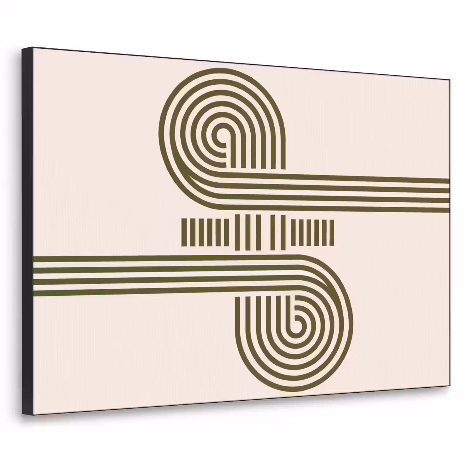 Abstract - Vormen - Modern - Groen Textielframe zwart klein -3d