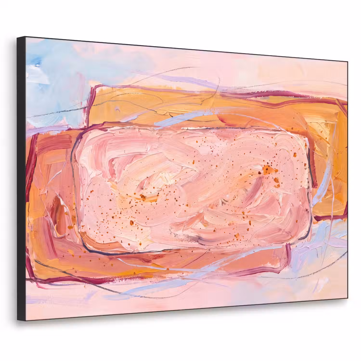 Abstract - Vormen - Modern - Roze Textielframe zwart klein -3d