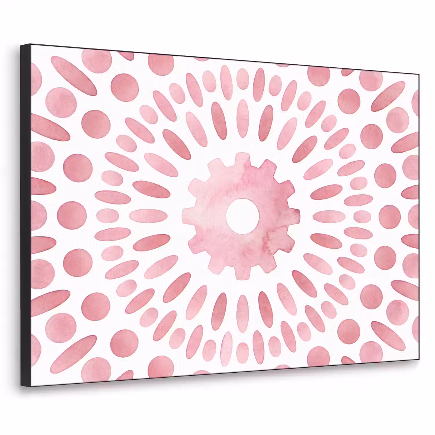 Abstract - Vormen - Patroon - Aquarel - Roze Textielframe zwart klein -3d