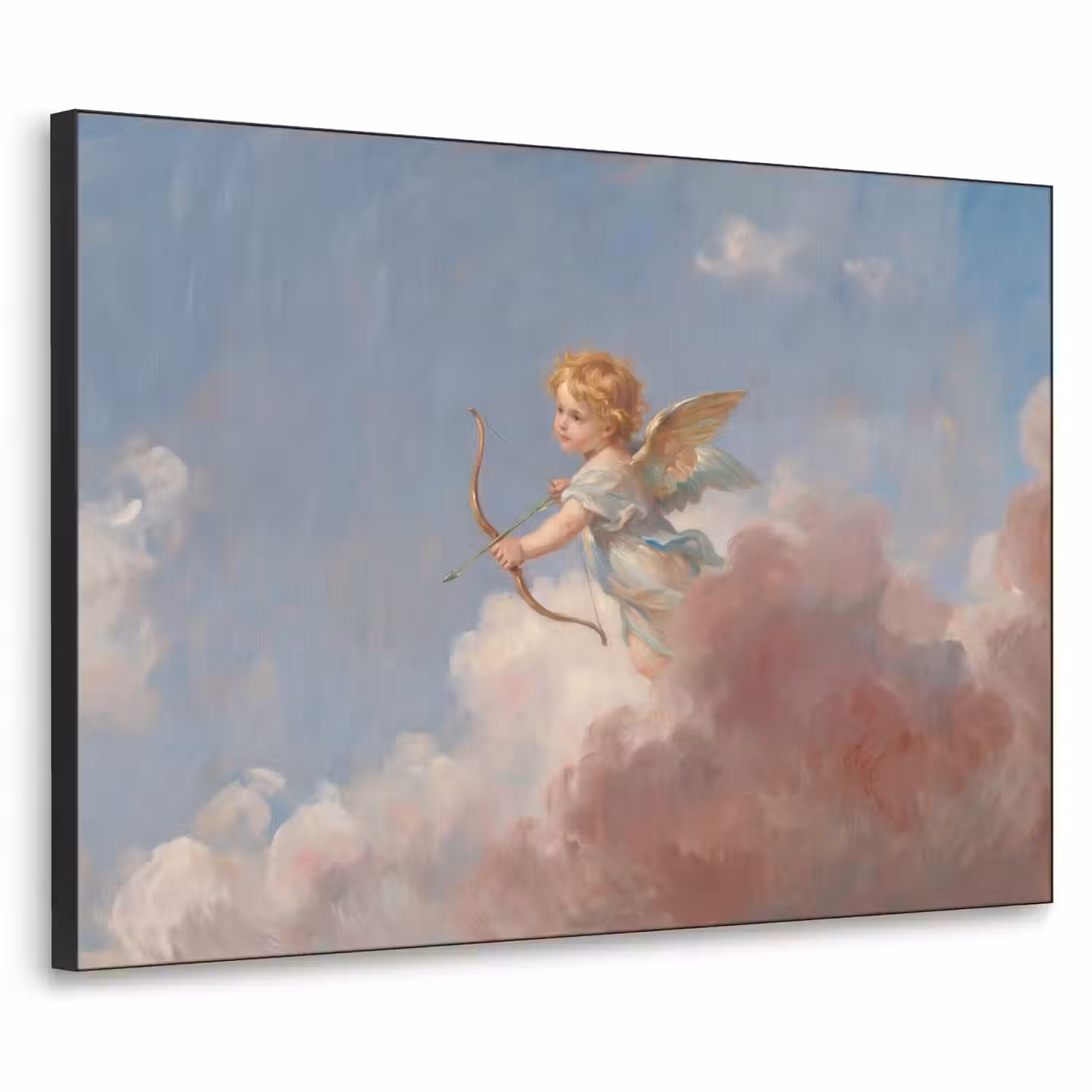 Engel - Pijl en boog - Mythologie - Klassiek Textielframe zwart klein -3d