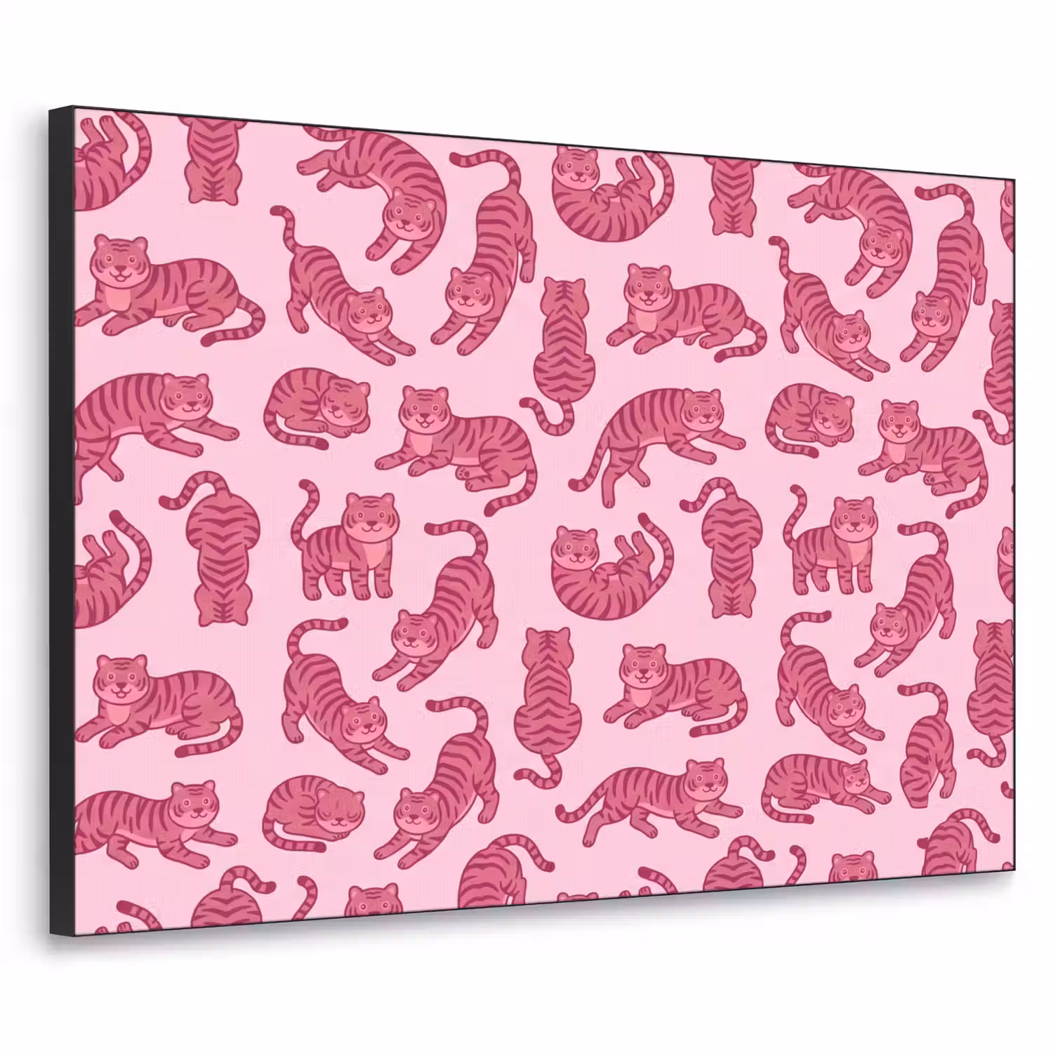 Dieren - Patroon - Roze - Speels - Cartoon Textielframe zwart klein -3d