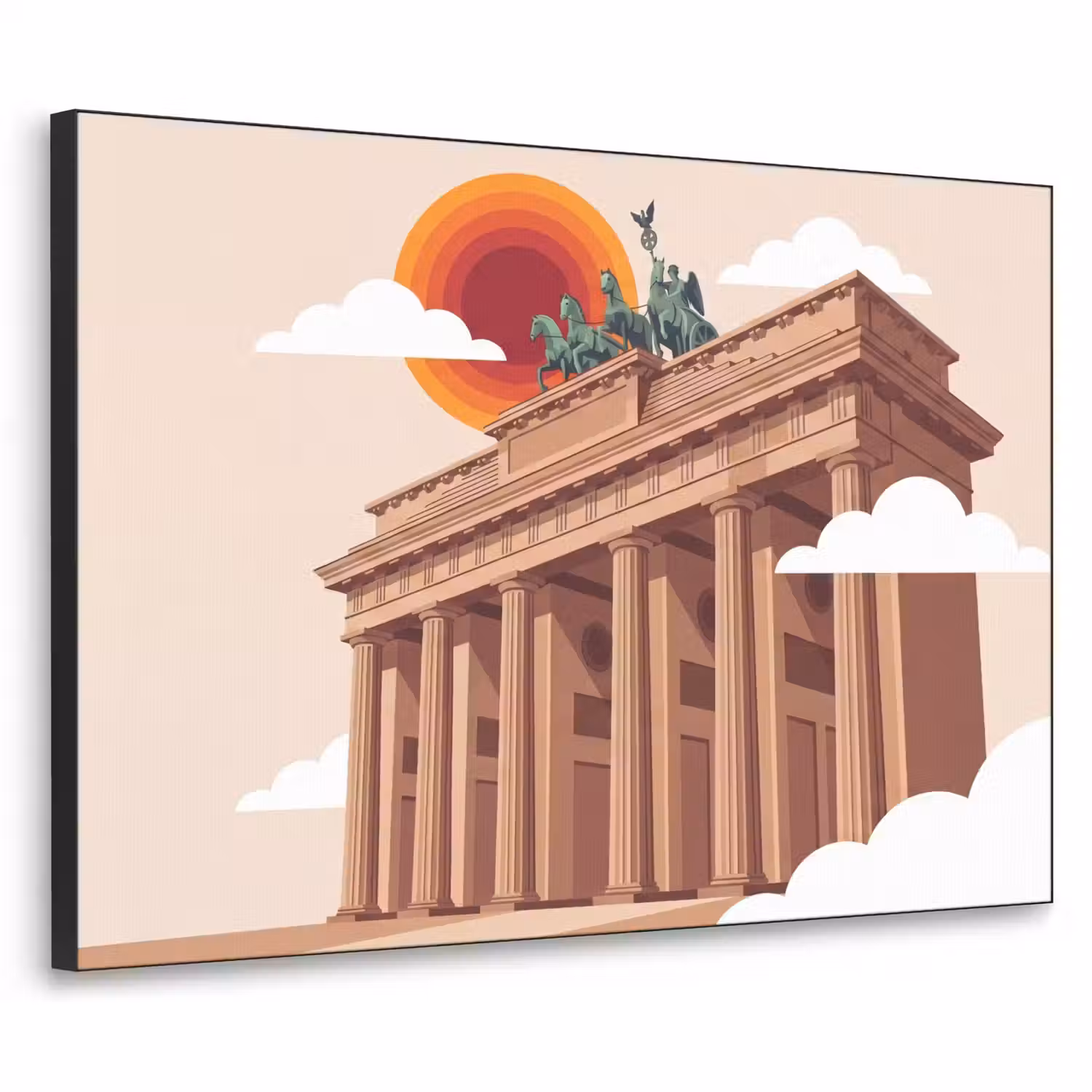 Architectuur - Brandenburg - Berlijn - Zonsondergang - Historisch Textielframe zwart klein -3d