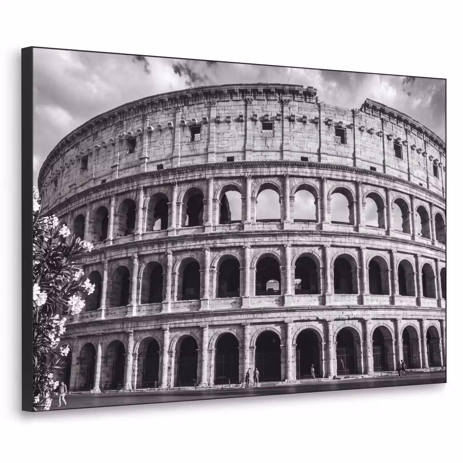 Architectuur - Colosseum - Rome - Historisch - Zwart-wit Textielframe zwart klein -3d
