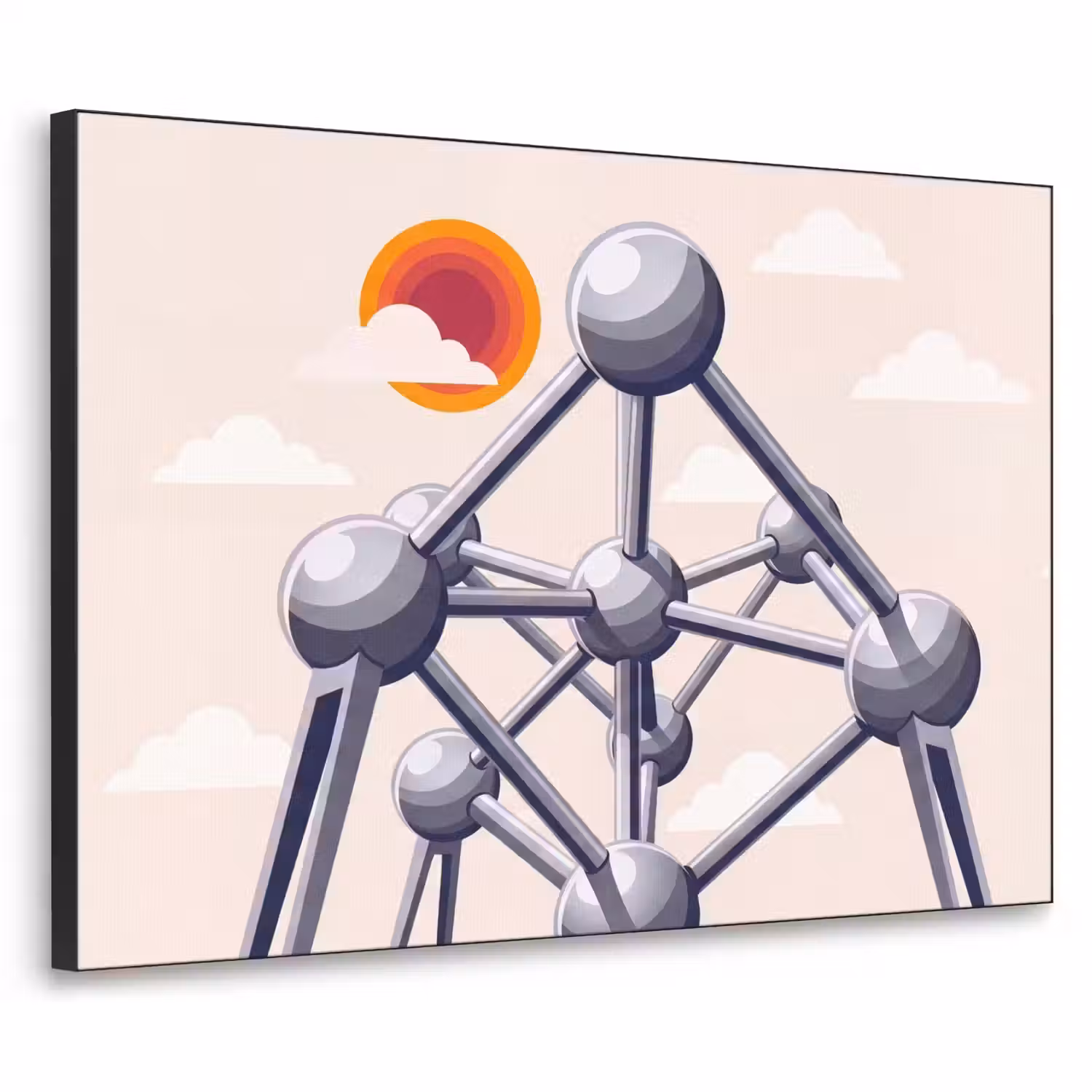 Architectuur - Geometrie - Stad - Modern - Grijs Textielframe zwart klein -3d