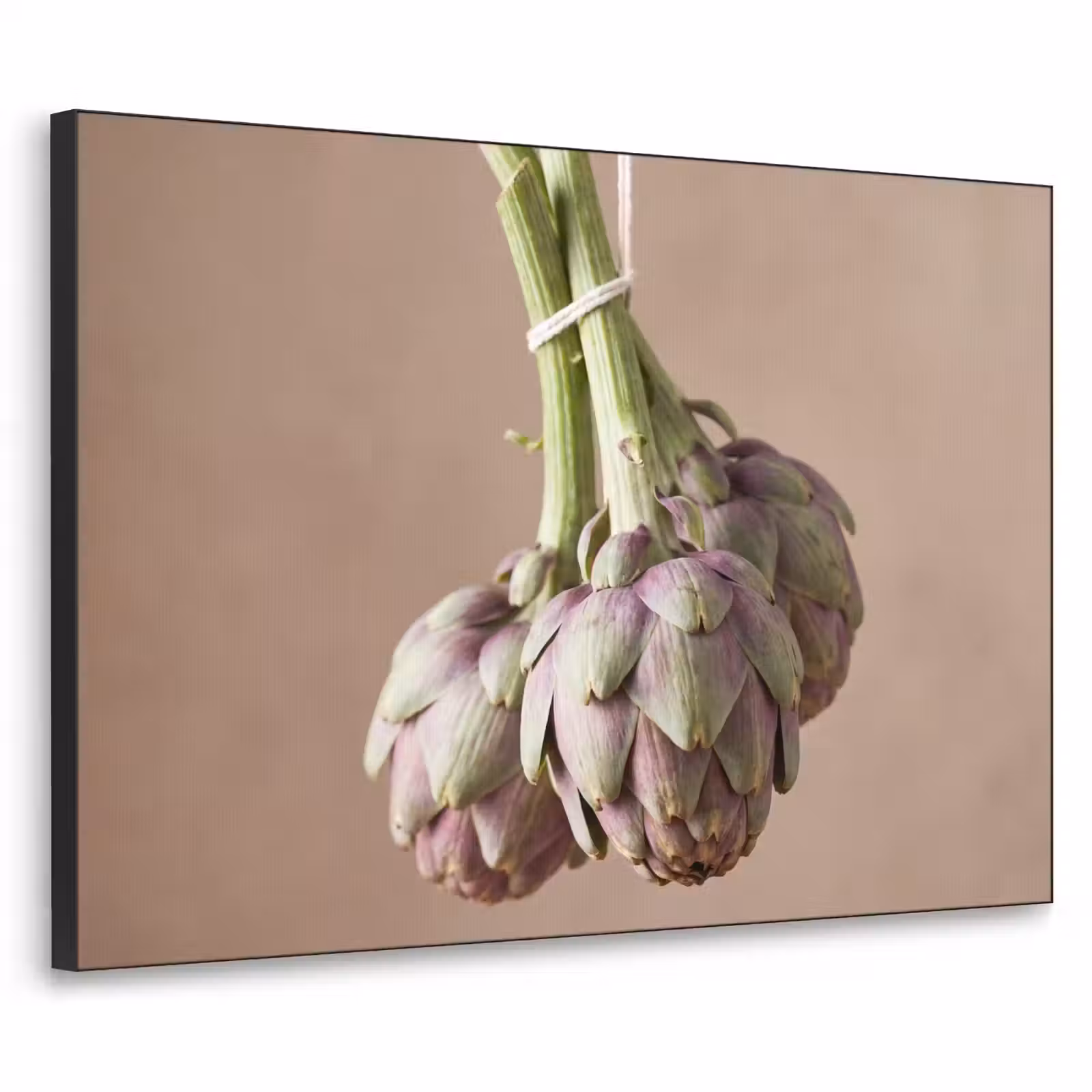 Art Frame - Artichokes - Hanging - Vegetables - Artisjokken - Hangend - Groenten Textielframe zwart klein