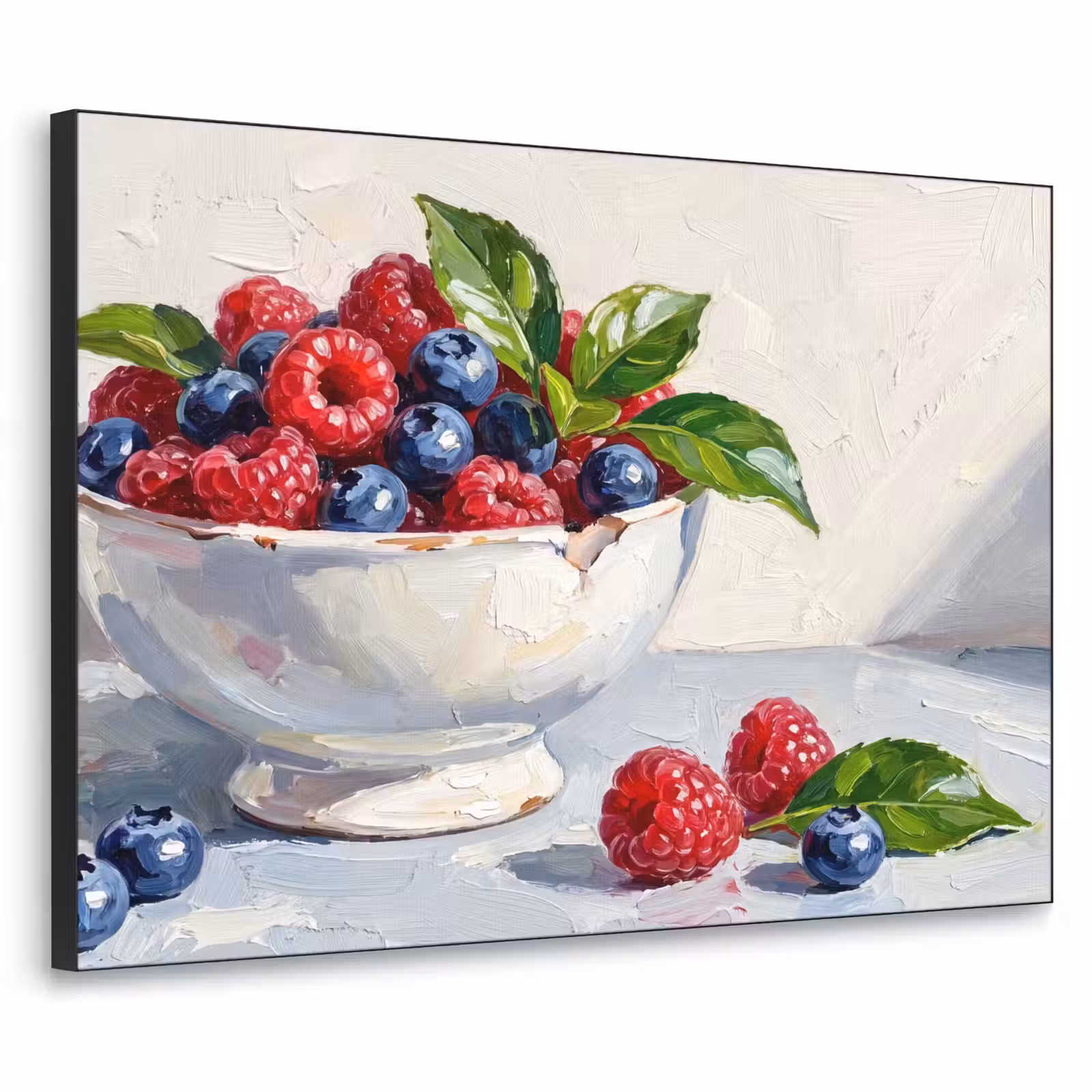 Art Frame - Berries - Bowl - Food - Bessen - Kom - Eten Textielframe zwart klein