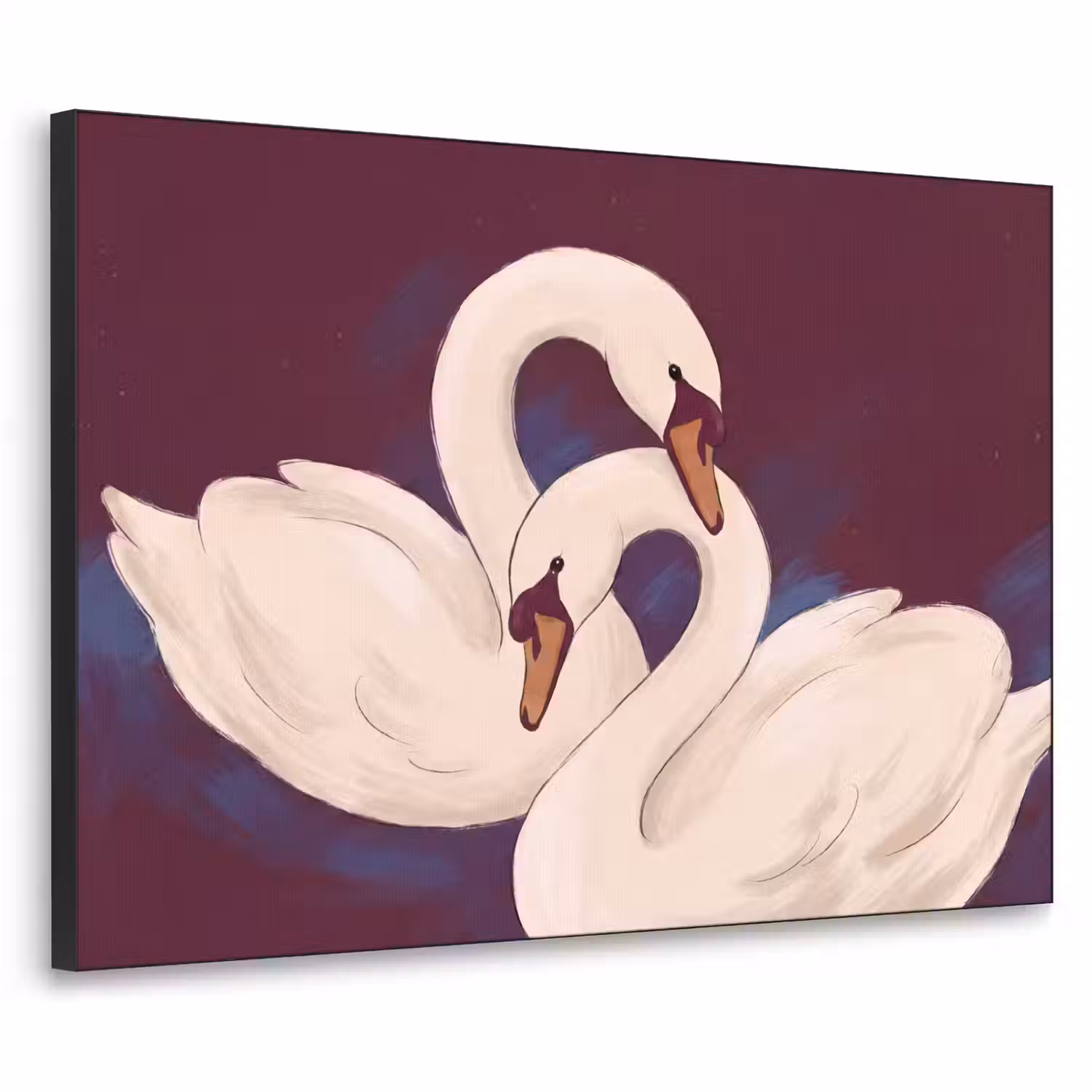 Vogel - Koppel - Liefde - Abstract - Wit Textielframe zwart klein -3d
