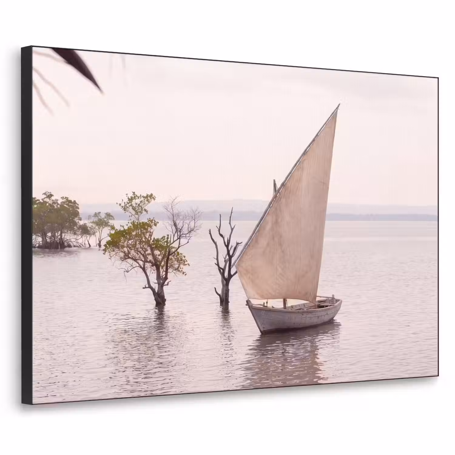 Boot - Zeil - Water - Tropisch - Natuur Textielframe zwart klein -3d