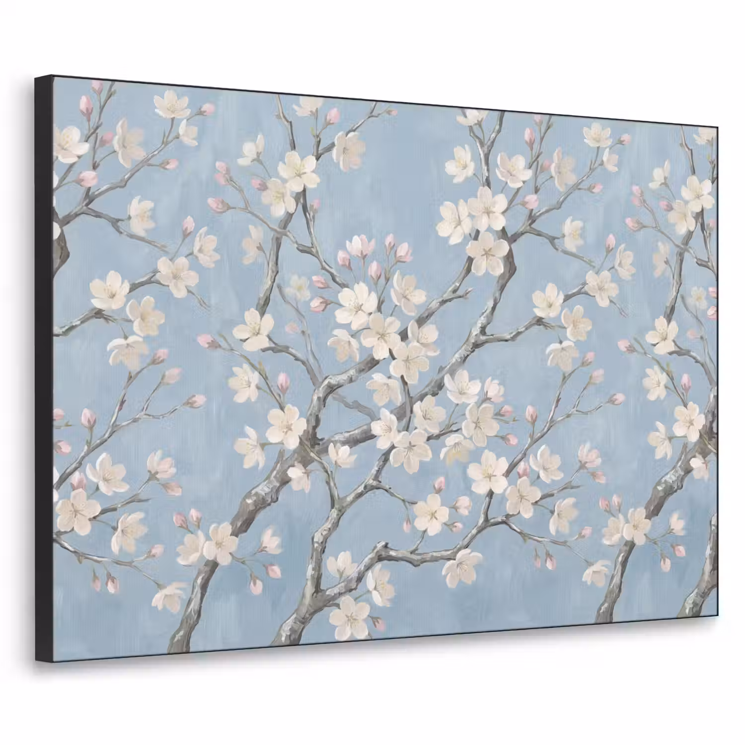 Takken - Kersenbloesem - Blauw Textielframe zwart klein -3d