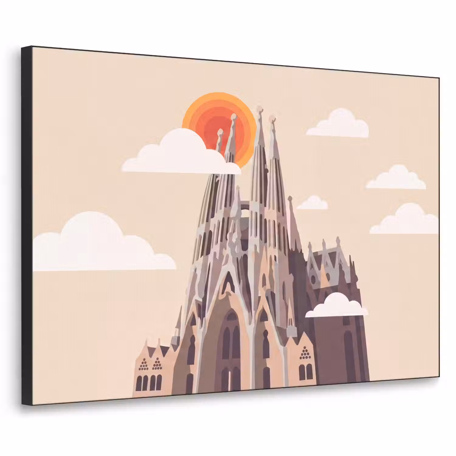 Gebouw - Torens - Architectuur - Abstract - Zonsondergang Textielframe zwart klein -3d