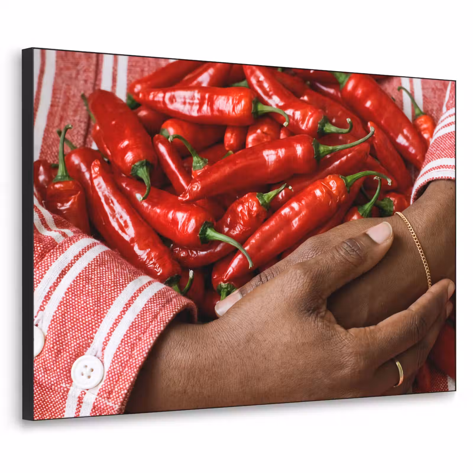 Art Frame - Chili Peppers - Red - Hands - Chilipepers - Rood - Handen Textielframe zwart klein