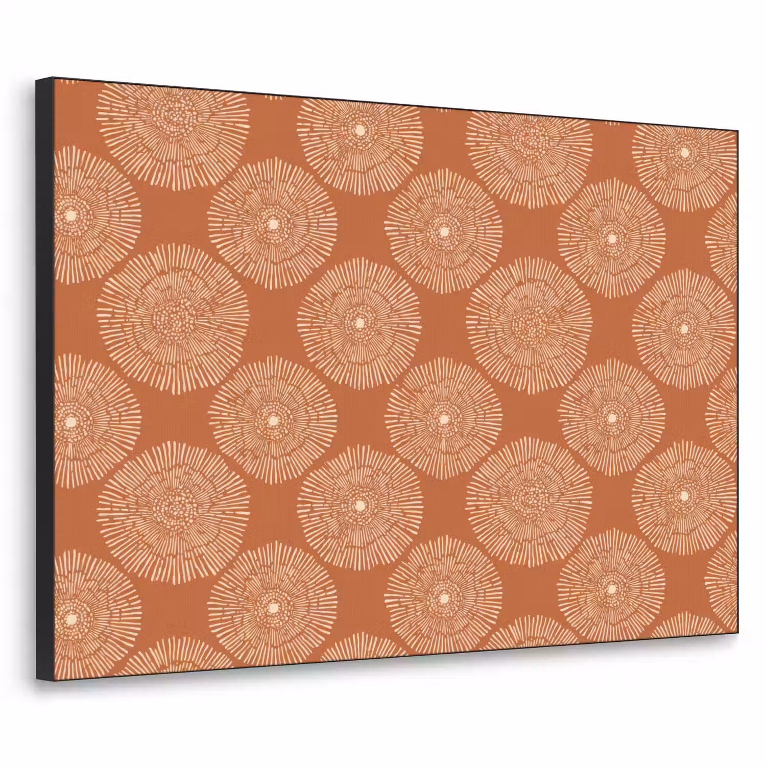 Cirkels - Grafisch - Patroon - Terracotta Textielframe zwart klein 947 -3d