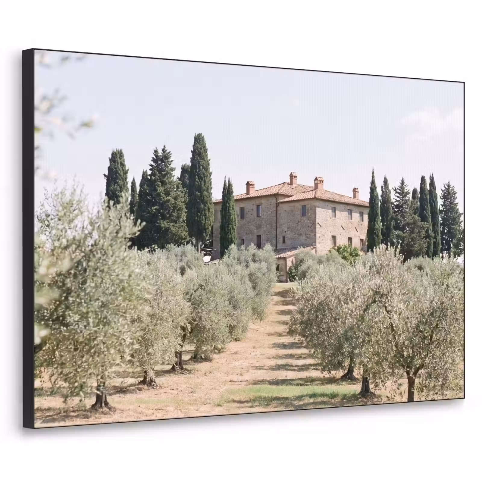 Art Frame - Country house - olive tree - orchard - Landhuis - olijfboom - gaard Textielframe zwart klein