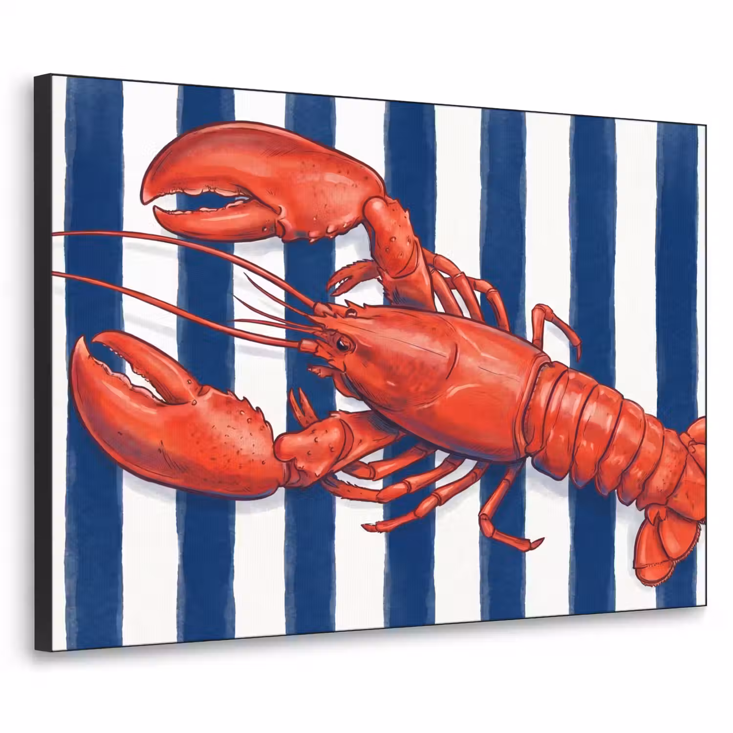 Schaaldier - Kreeft - Marine - Illustratie - Rood Textielframe zwart klein -3d