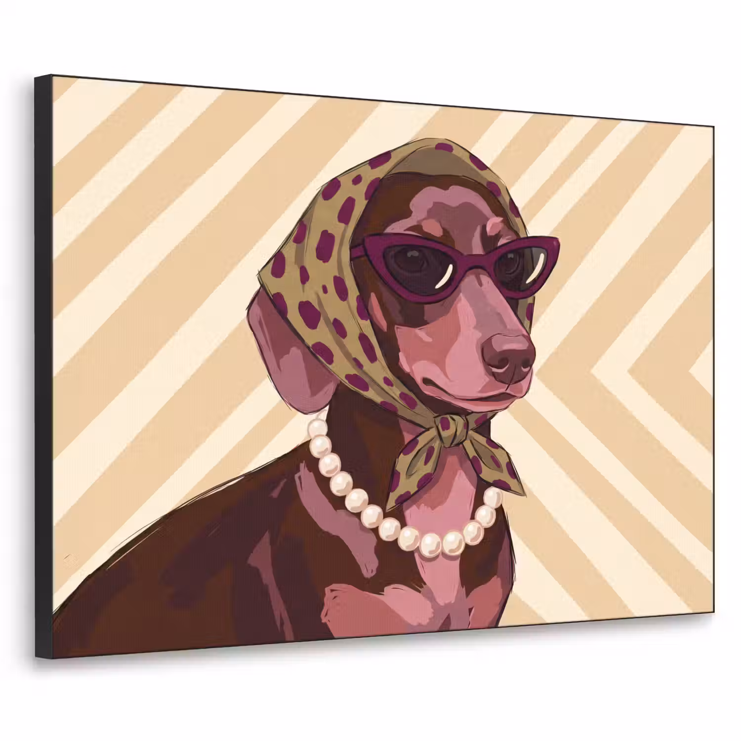 Hond - Zonnebril - Hoofddoek - Dieren - Modern Textielframe zwart klein -3d