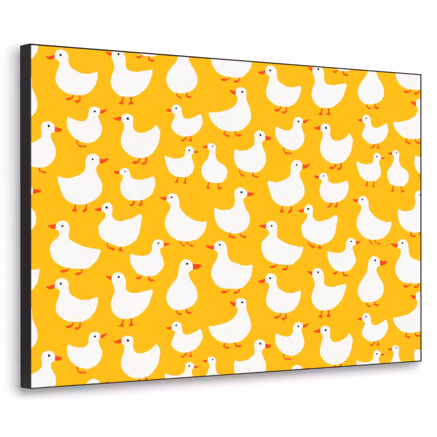Eendjes - Patroon - Geel Textielframe zwart klein 947 -3d