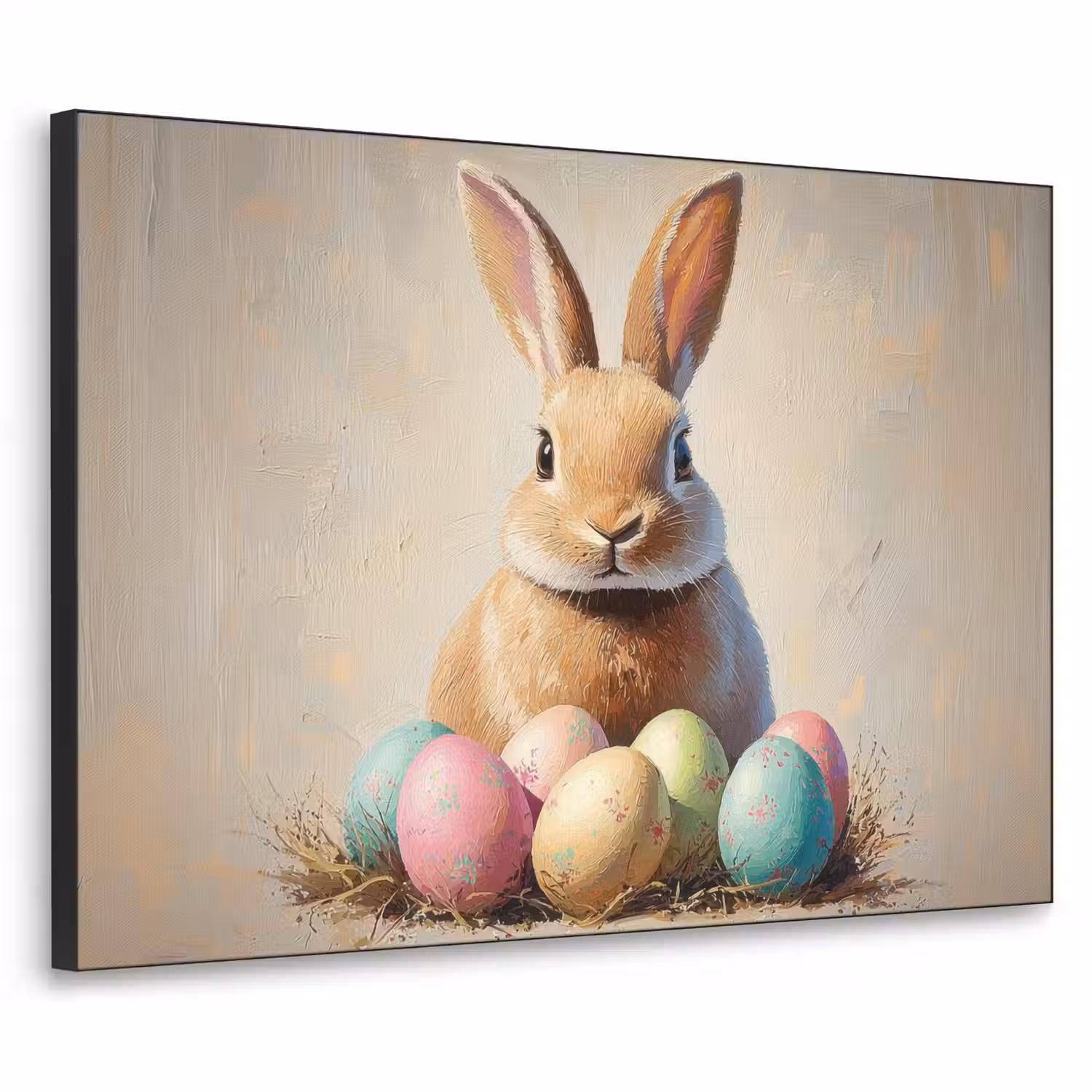 Paashaas - Pastel - Eieren Textielframe zwart klein -3d