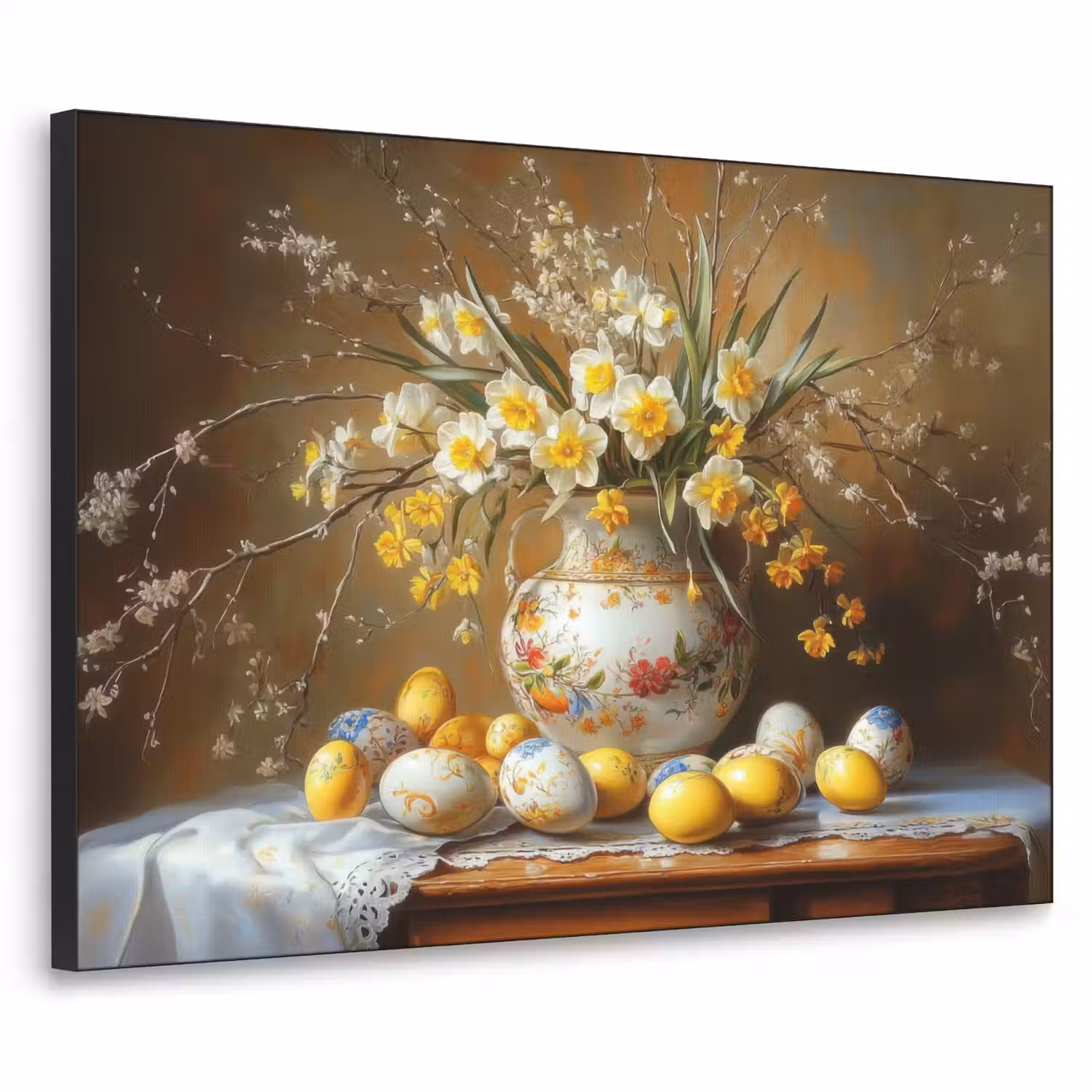 Paaseieren - Stilleven - Vaas Textielframe zwart klein -3d