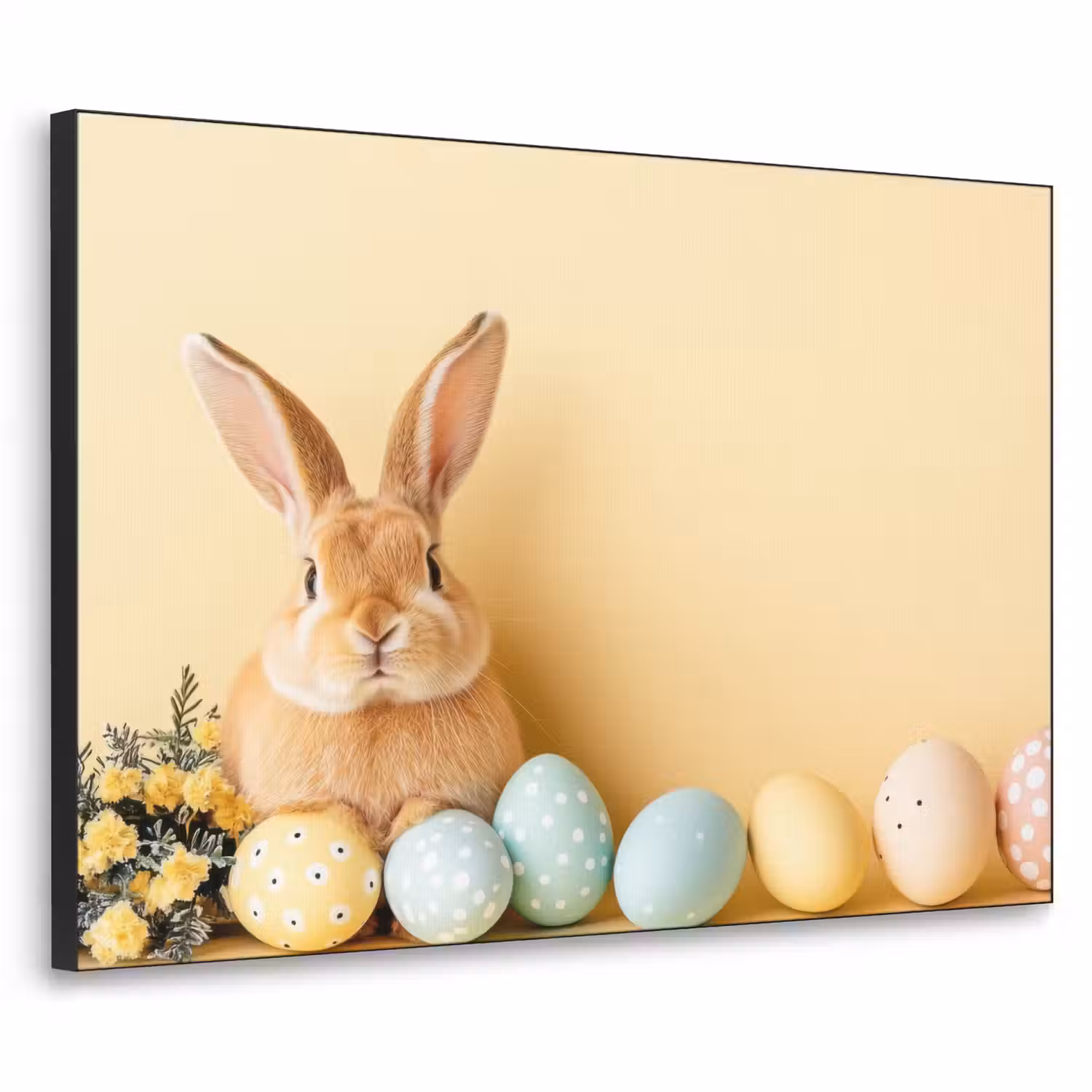 Eieren - Konijn - Pasteltinten Textielframe zwart klein -3d