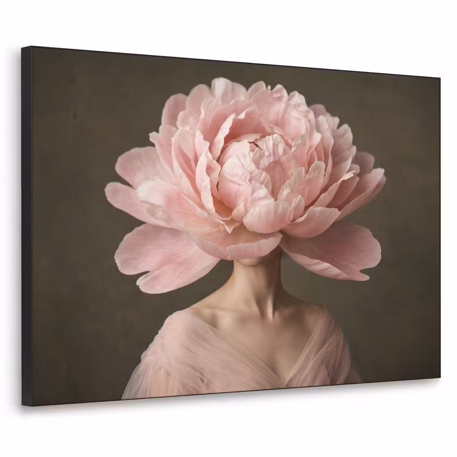 Gezicht - Roos - Roze Textielframe zwart klein -3d