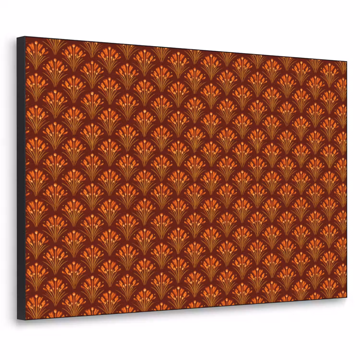 Waaiers - Art Deco - Botanisch - Roestbruin - Oranje Textielframe zwart klein 947 -3d