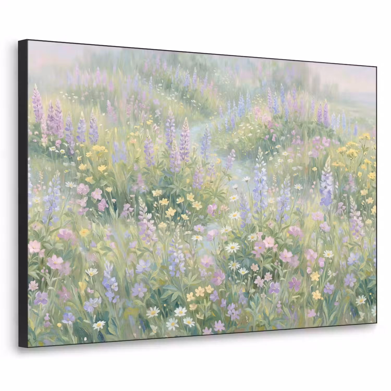 Bloemenveld - Heuvels - Kleurrijk Textielframe zwart klein -3d