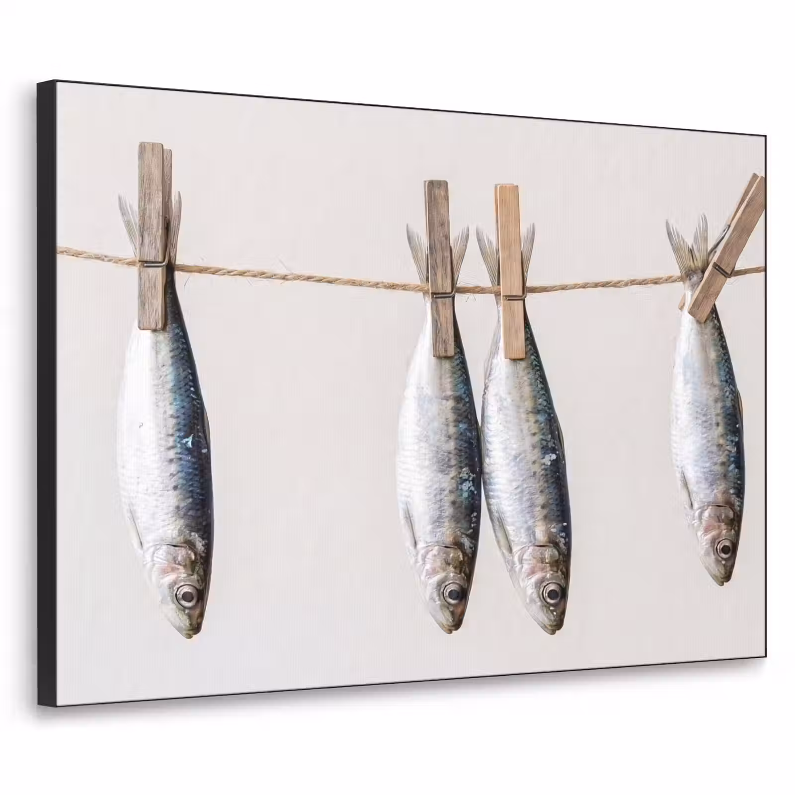 Art Frame - Fish - Hanging - Food - Vis - Hangend - Eten Textielframe zwart klein