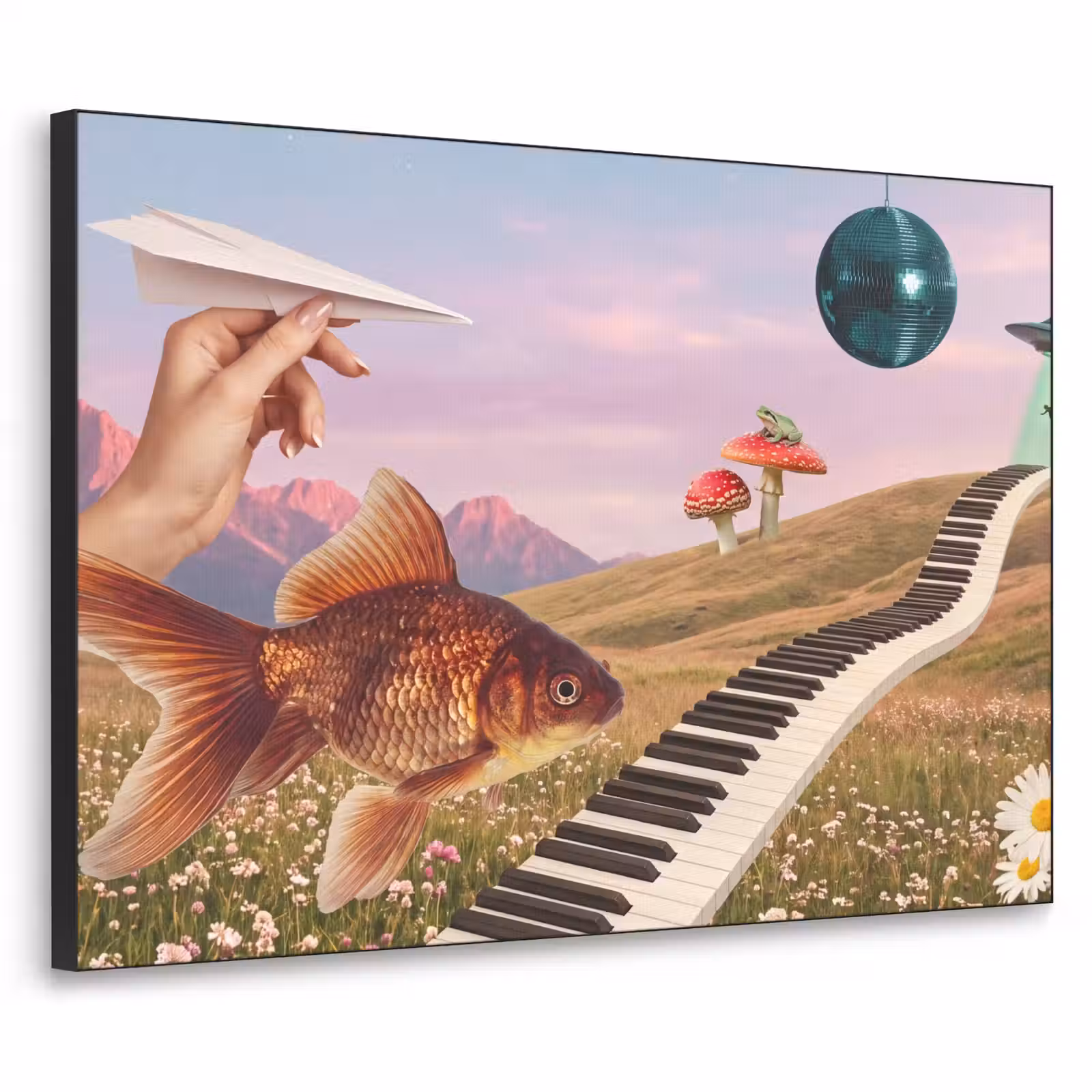 Art Frame - Fish - Nature - Abstract - Vis - Natuur - Abstract Textielframe zwart klein