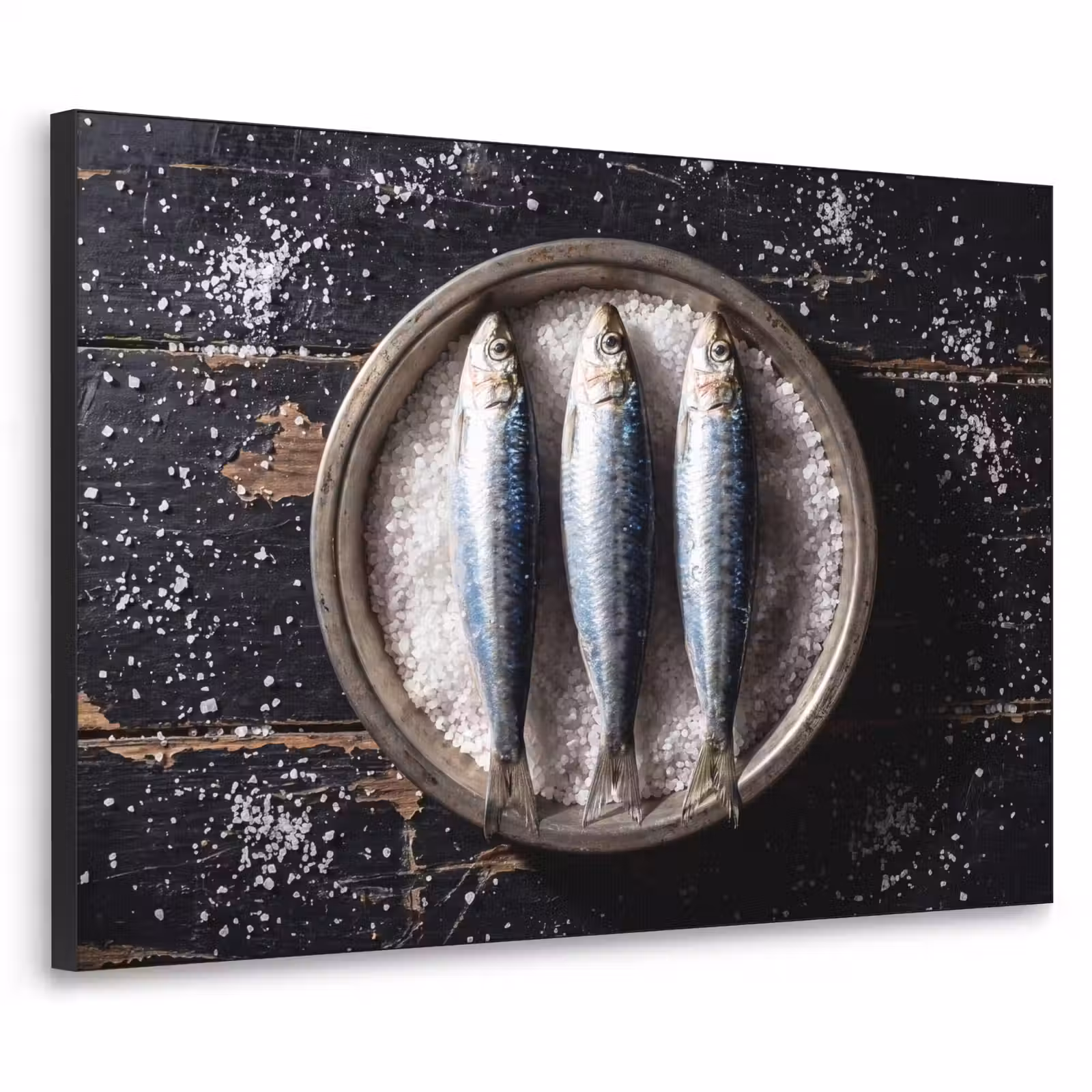 Art Frame - Fish - Salt - Food - Vis - Zout - Eten Textielframe zwart klein
