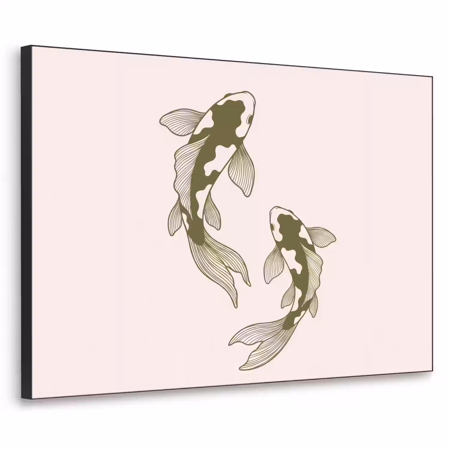 Vis - Zwemmend - Groen - Abstract - Dieren Textielframe zwart klein -3d