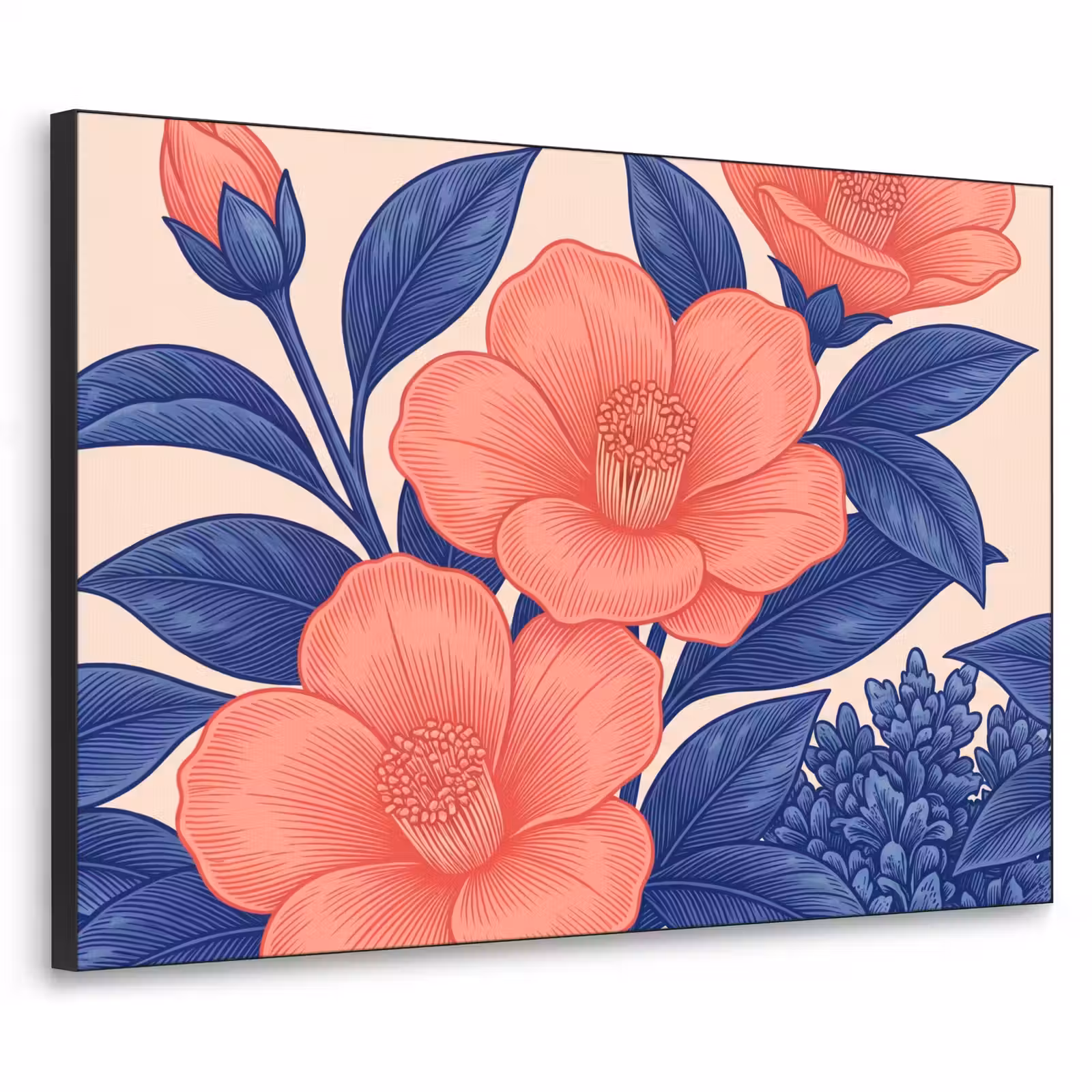 Art Frame - Flowers - Leaves - Botanical - Bloemen - Bladeren - Botanisch Textielframe zwart klein