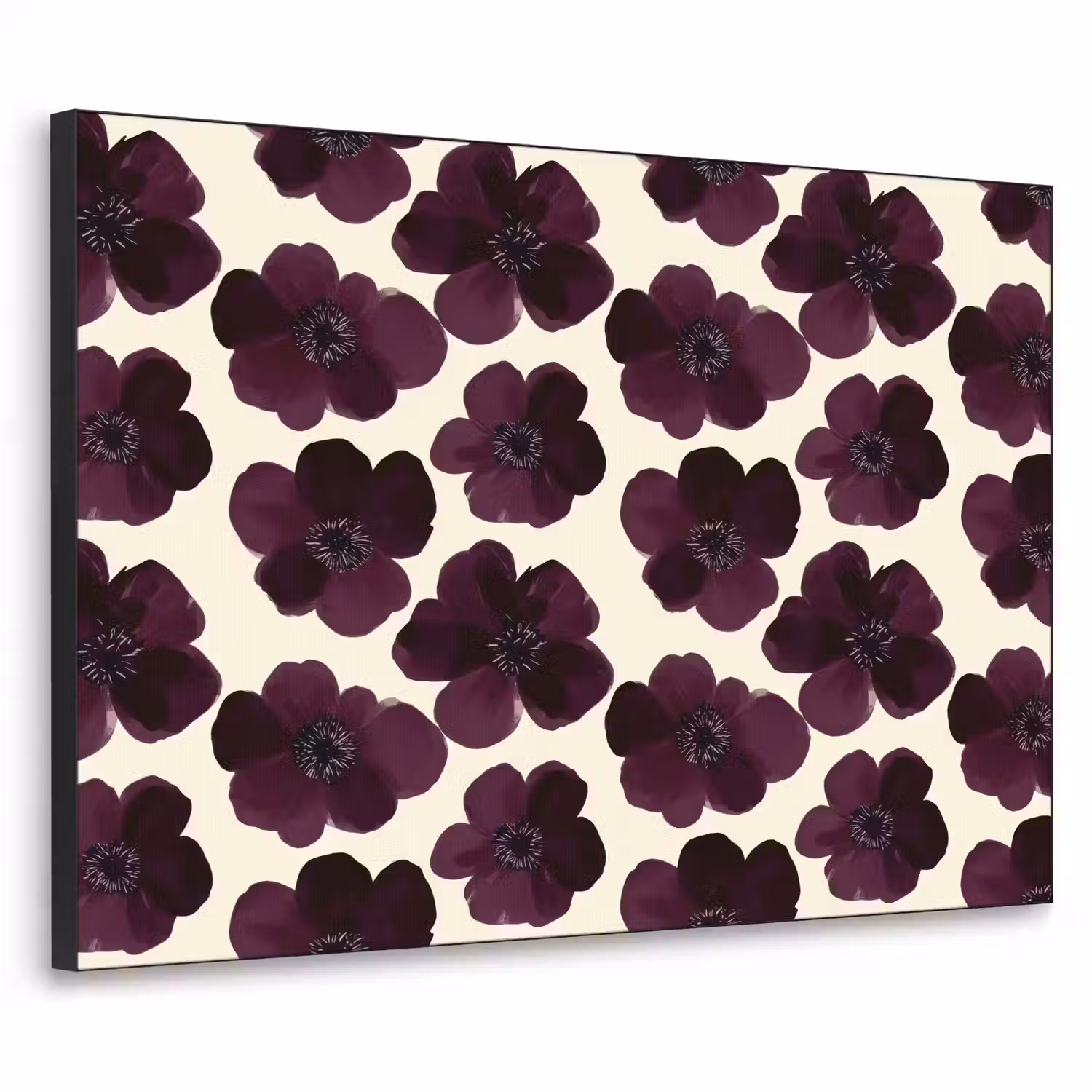 Bloemen - Aquarel - Paars Textielframe zwart klein 947 -3d