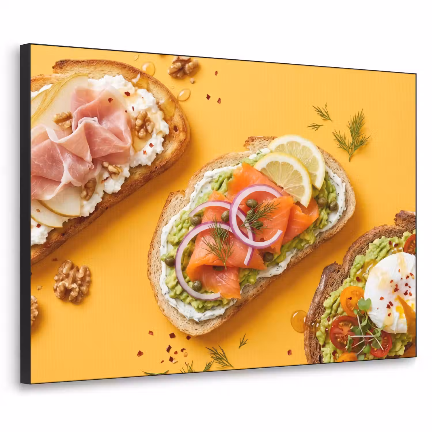 Eten - Brood - Ontbijt - Modern - Kleurrijk Textielframe zwart klein -3d