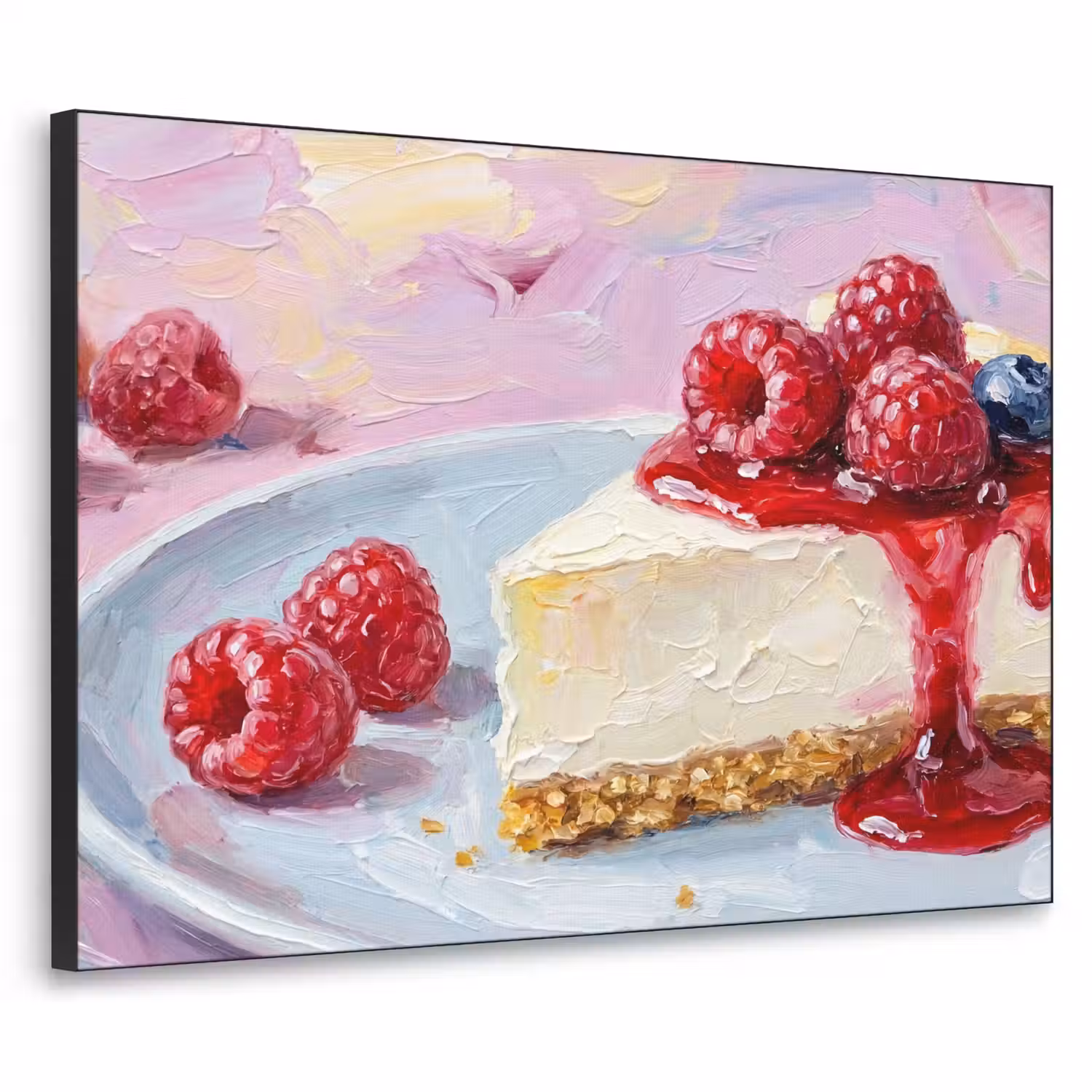 Eten - Cheesecake - Bessen - Abstract - Roze Textielframe zwart klein -3d