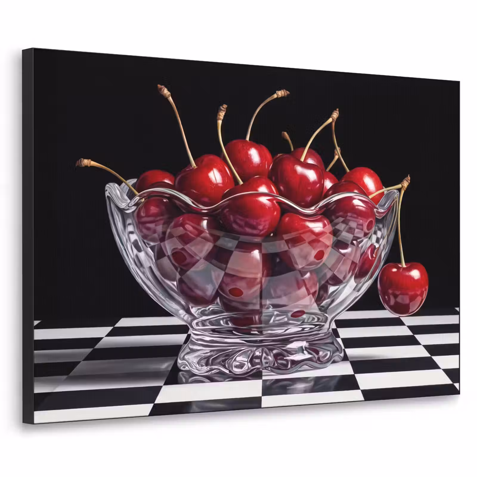 Art Frame - Food - Cherries - Red - Eten - Kersen - Rood Textielframe zwart klein
