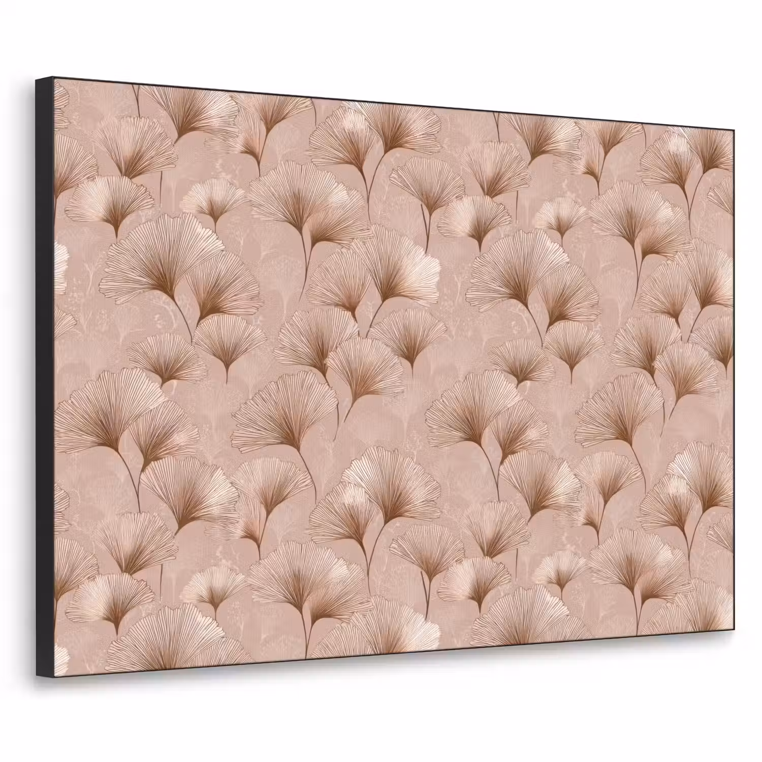 Ginkgo - Patroon - Roze Textielframe zwart klein 947 -3d