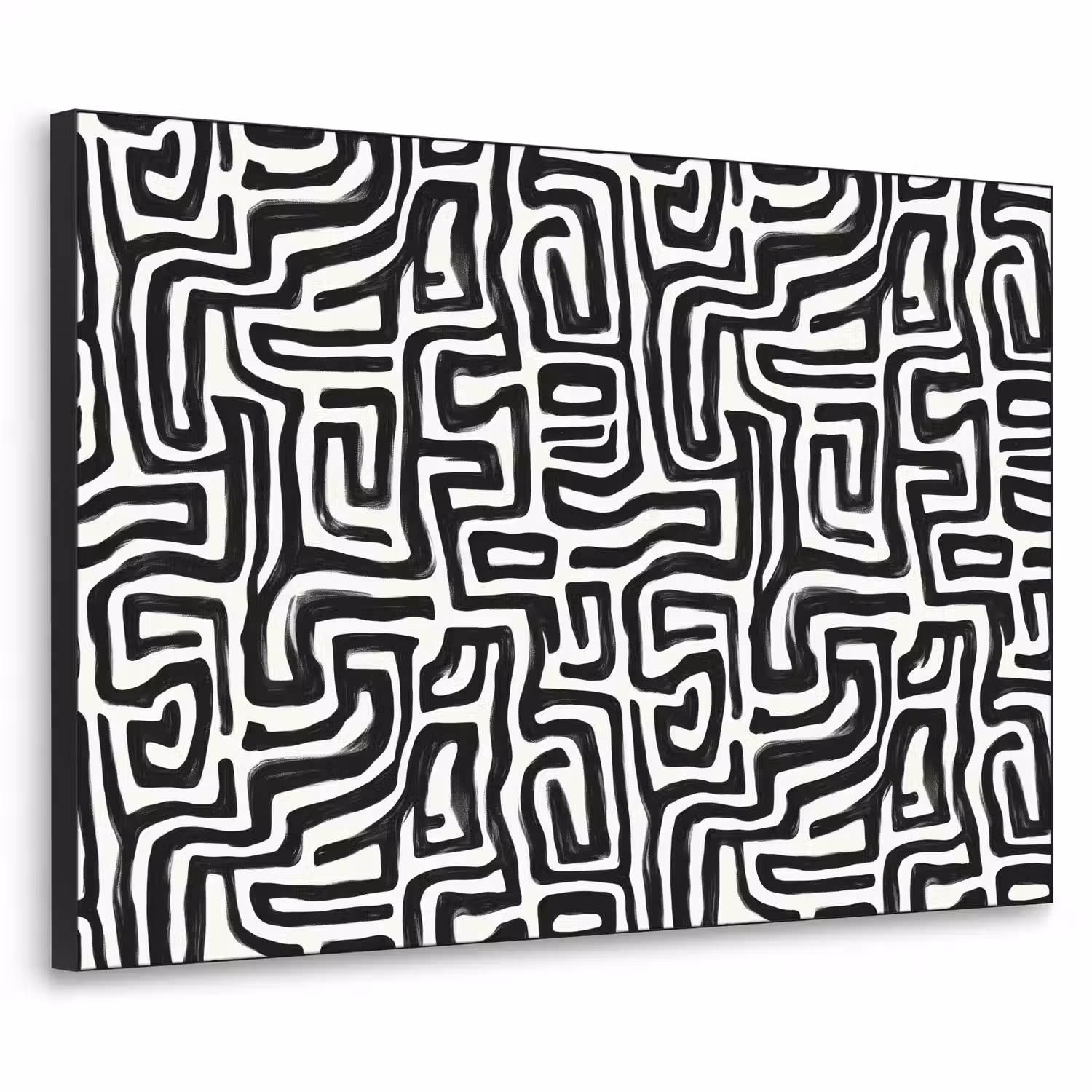 Grafisch - Lijnen - Zwart - Wit Textielframe zwart klein 947 -3d