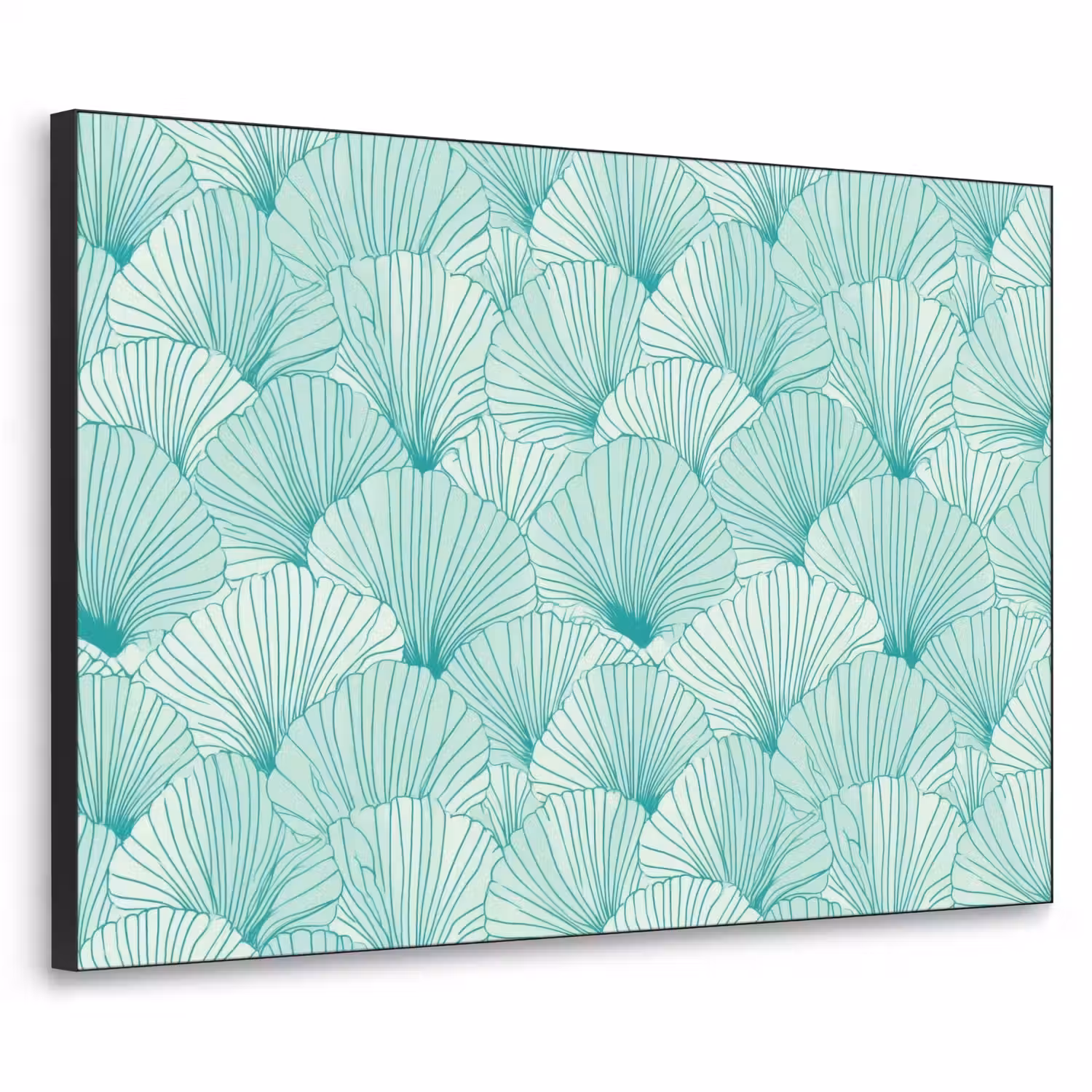 Groen - Wit - Ginko - Getekend - Textuur Textielframe zwart klein 947 -3d