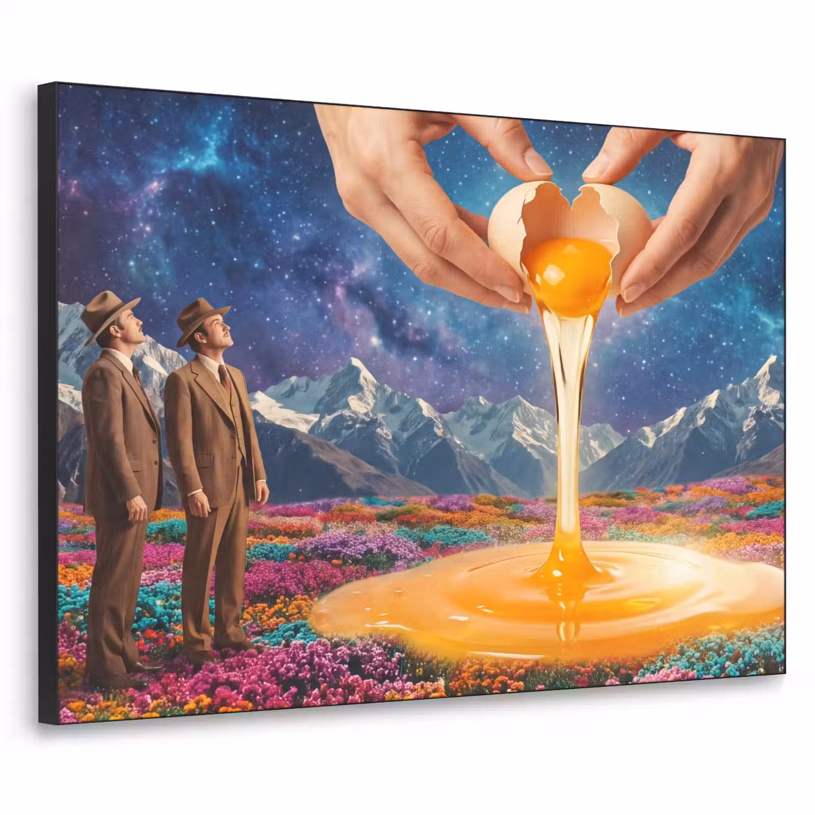 Art Frame - Hands - Egg - Surrealism - Handen - Ei - Surrealisme Textielframe zwart klein