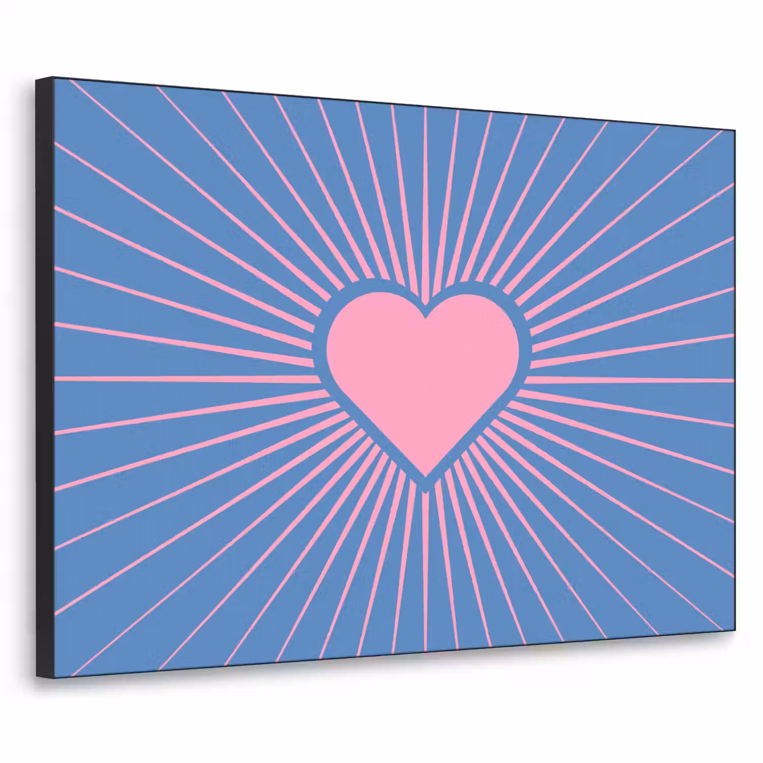 Hart - Stralen - Liefde - Modern - Roze Textielframe zwart klein -3d