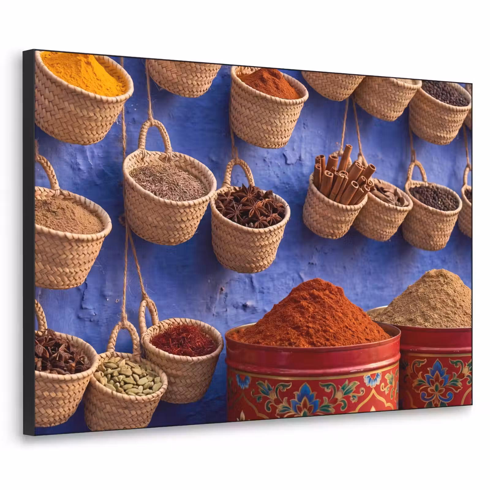 Art Frame - Herbs - Baskets - Market - Kruiden - Manden - Markt Textielframe zwart klein