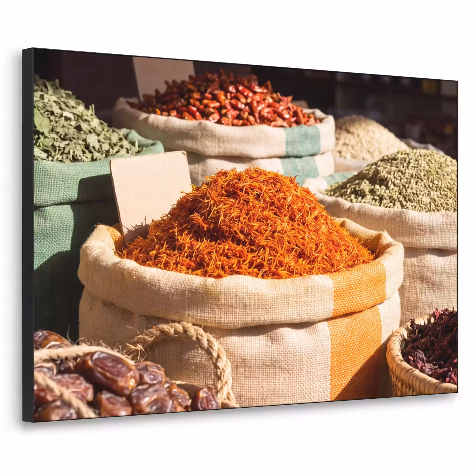 Art Frame - Herbs - Market - Colorful - Kruiden - Markt - Kleurrijk Textielframe zwart klein