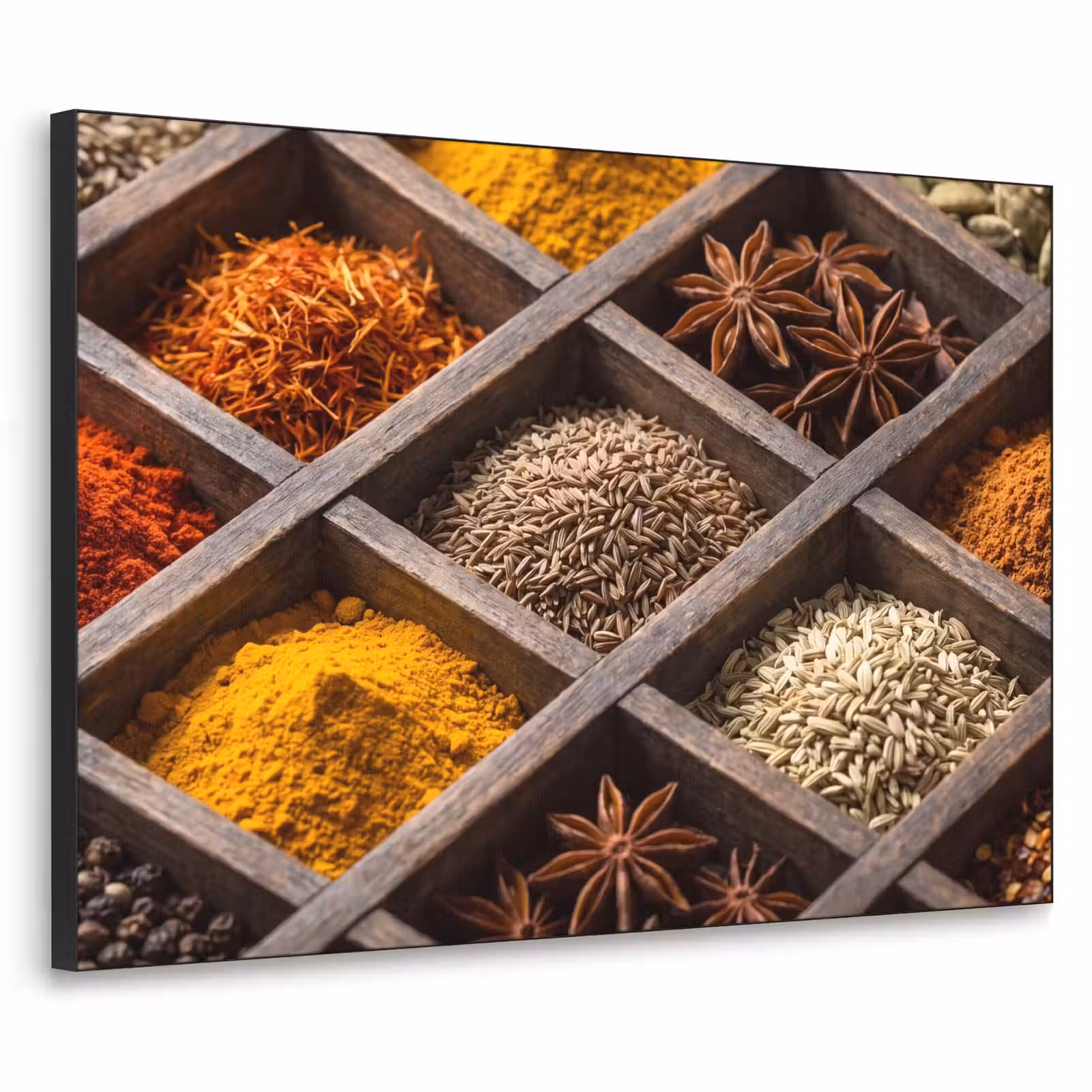 Art Frame - Herbs - Wood - Food - Kruiden - Houten - Eten Textielframe zwart klein