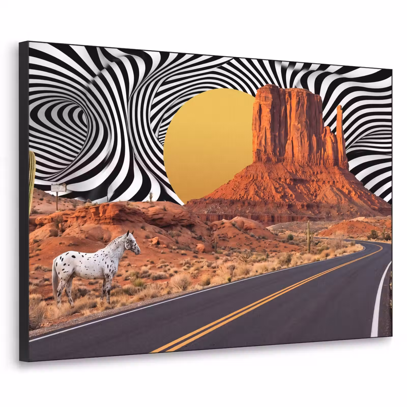 Art Frame - Horse - Desert - Nature - Paard - Woestijn - Natuur Textielframe zwart klein